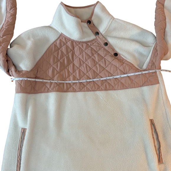 Abercrombie &‎ Fitch Womens Cream Pink Quilted Fleece Pullover Sweatshirt - Picture 7 of 8